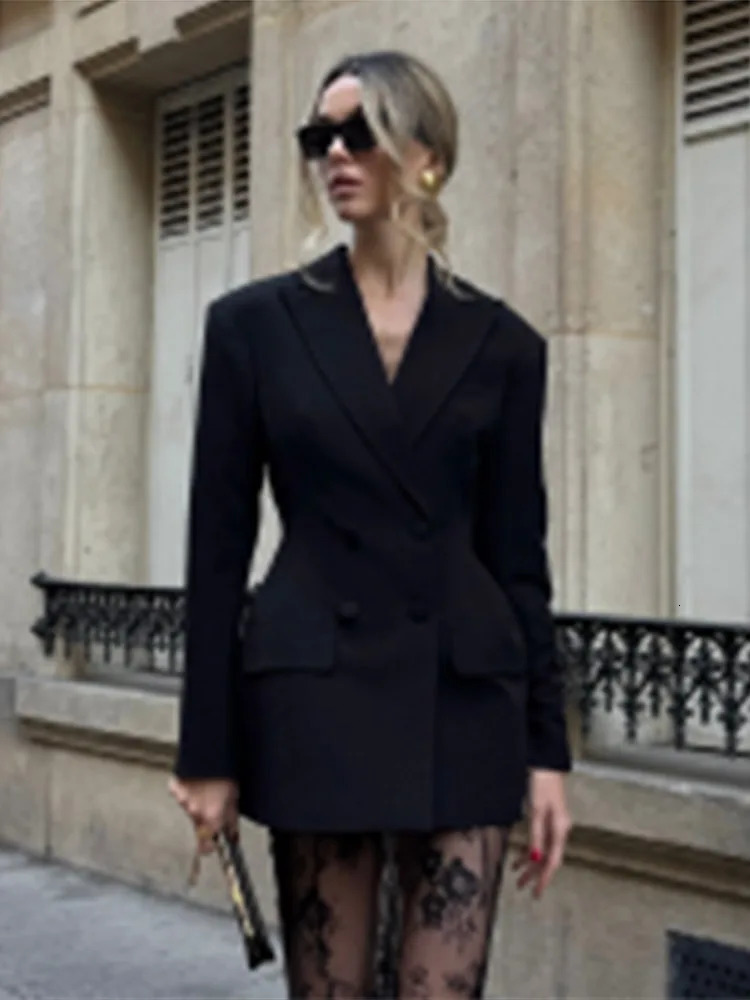 Elegant Blazer Skirt Sets Women Double Breasted Slim Notched Jacket Lace See Through Trousers Suits 2025 Spring Party Gown Set 250811