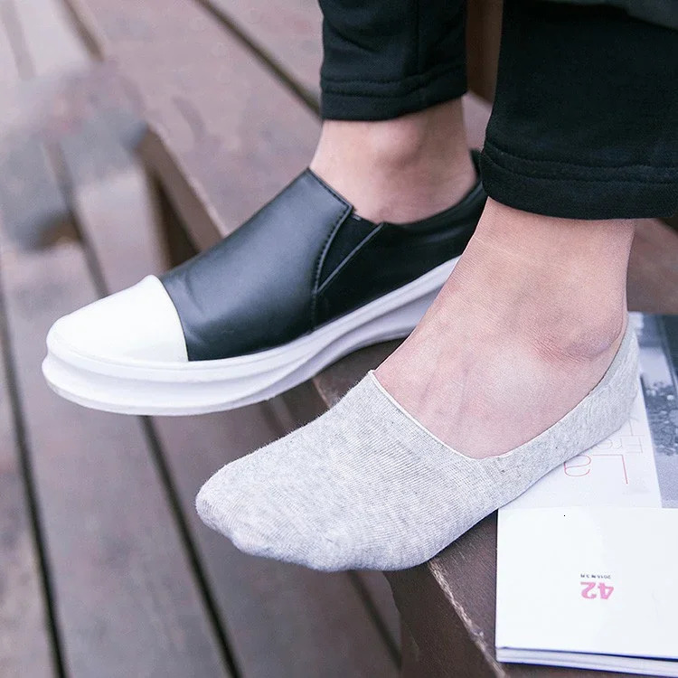 5Pairs Men Boat Cotton Socks Summer Autumn Nonslip Silicone Invisible Breathable Male Ankle Sock Slippers Sports 250805