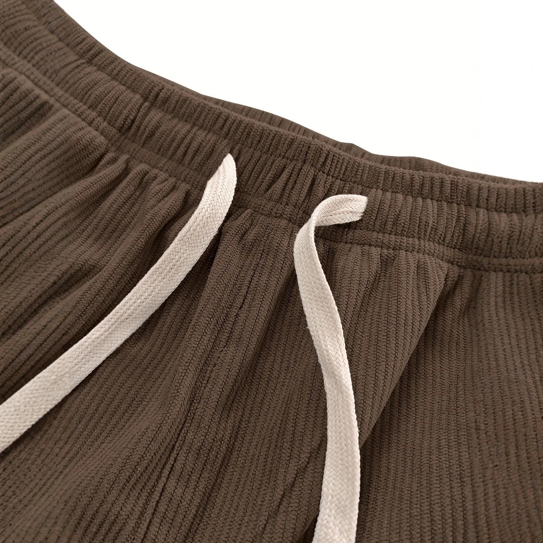 Spring And Autumn MenS Corduroy Casual Pants Solid Color with Drawstring Pockets Breathable And Comfortable Suitable for 250805