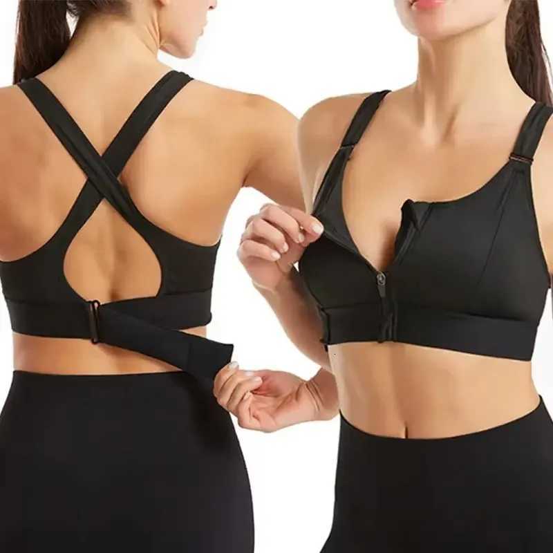Sports Bras For Women Front Zipper Adjustable Strap Shockproof Elastic Fitness Athletic Sports Bra Slim Crop Top Z250812