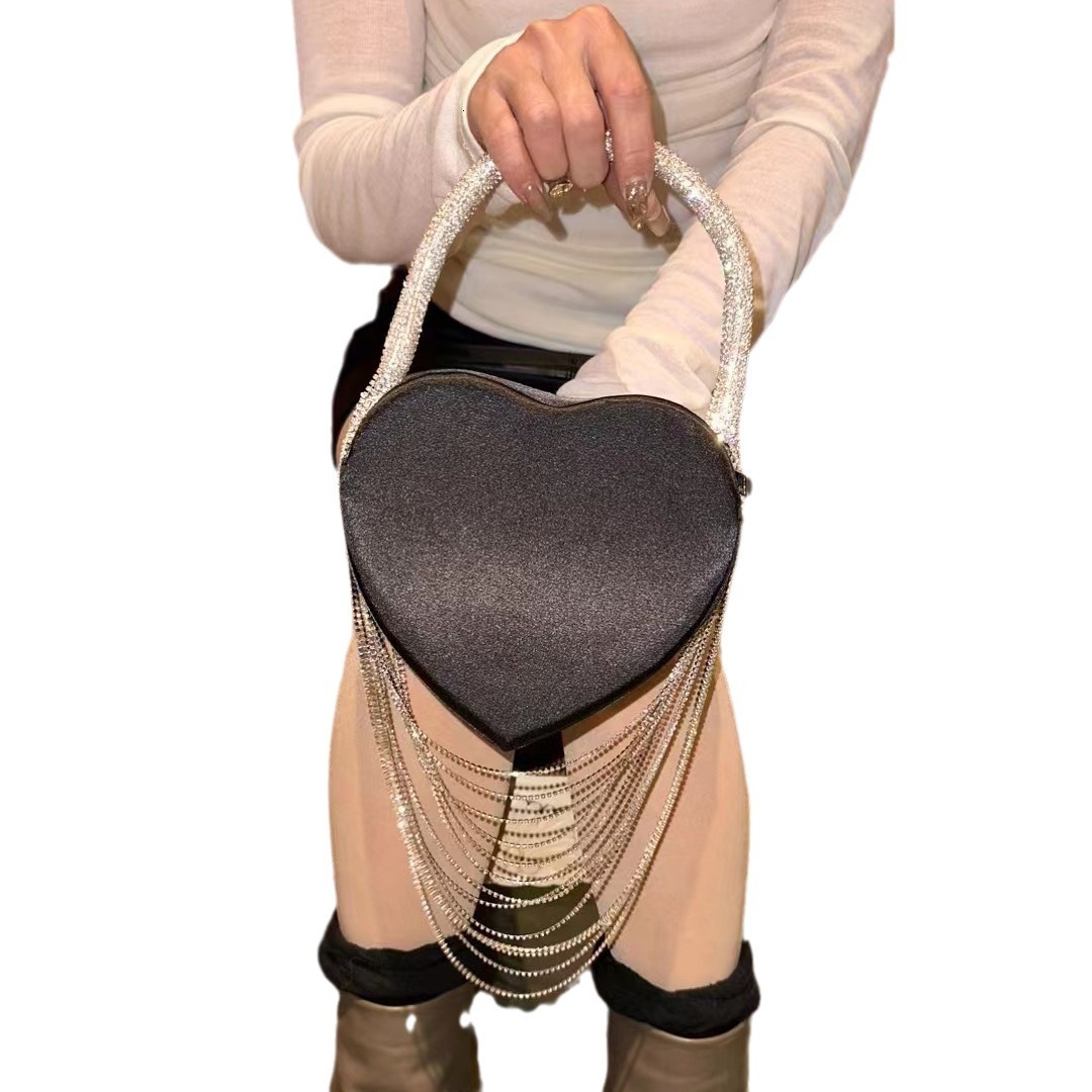 trend new laser bag elegant heart shaped claw shaped diamond tassel handbag designer bag shoulder bag women s crossbody bag