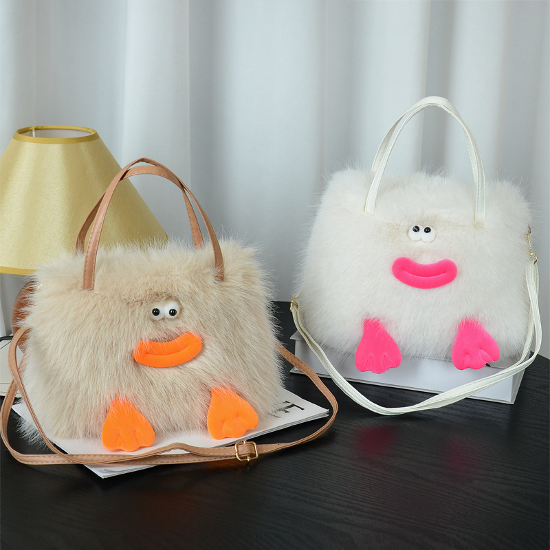 2025 Autumn bag New women s Women s Shoulder Bag New Personalized Popular Sausage Mouth Plush Bag Furry Shoulder Bag Autumn New Designer Bag Women s H