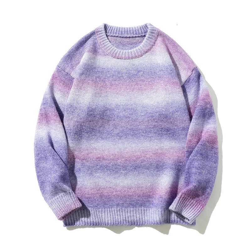 Colorful Stripes Sweaters Men Regular Fit Long Sleeve Graphic Pullovers Soft Comfortable Crewneck Knit Sweaters Male X250812