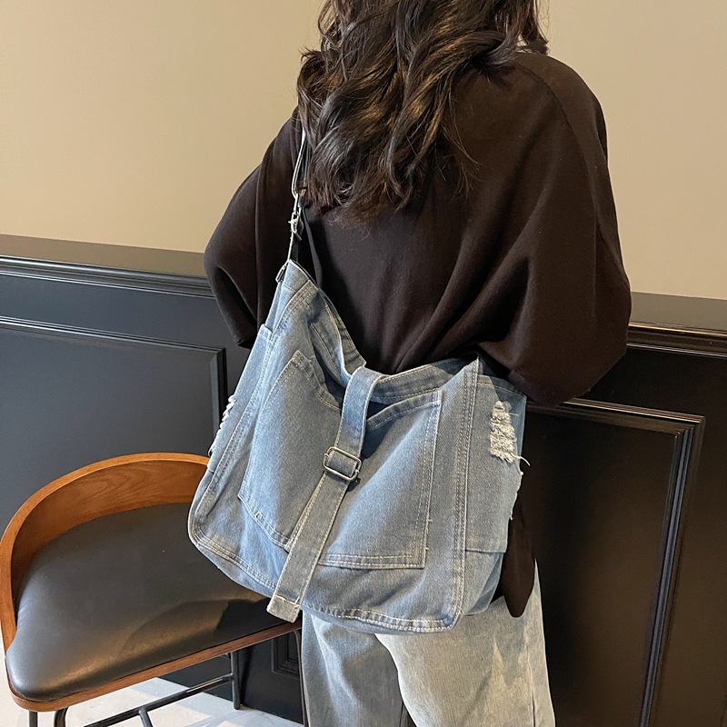 New Lazy Denim Crossbody Shoulder Fashionable Large Capacity Versatile Underarm Bag