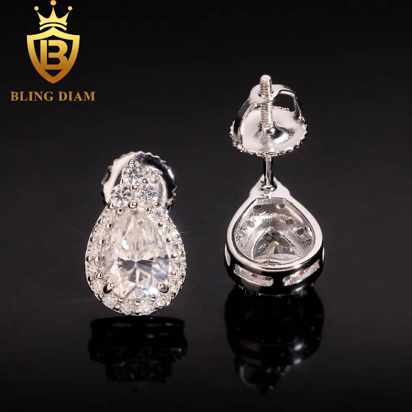 Women Jewelry 925 Sterling Silver Pear Shape Drop Earrings Studs Necklace Set Vvs Moissanite Lab Grown Diamond