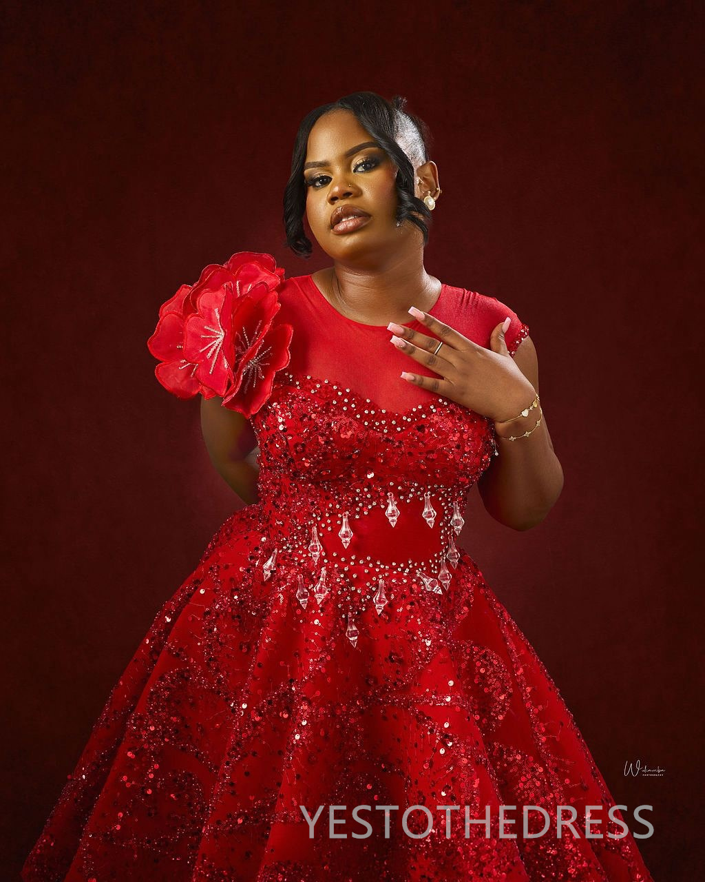 2025 Plus Size Red Cocktail Dresses For Women Short Dress Sequined Lace Short Sleeves Beaded Lace Homecoming Dresses Flora Gown For Nigeria Black Girl