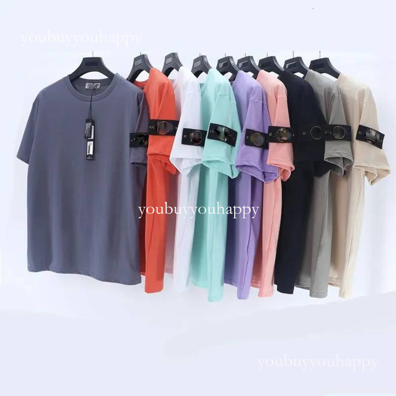 Tshirt T Shirt Short Sleeve T-Shirt Premium Cotton Stones Badge Streetwear Style Breathable Comfortable Men's Casual Islandas Loose Stone Tee 967