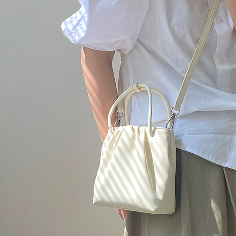 Square Pleated Versatile Small for Women Spring Summer Fashion Handbag Casual Korean Style Shoulder Crossbody Bag Trendy