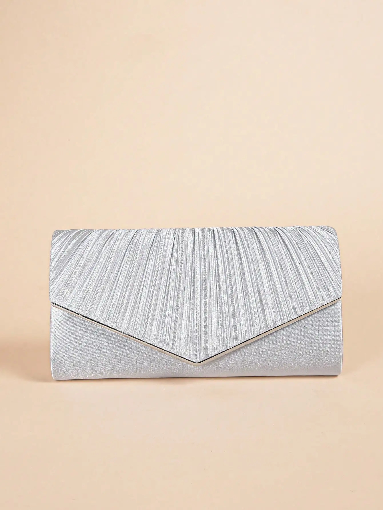 Elegant Pleated Evening Bag Solid Color Textured Envelope Dinner Bag Perfect Clutch For Party Wedding And Banquet 250809