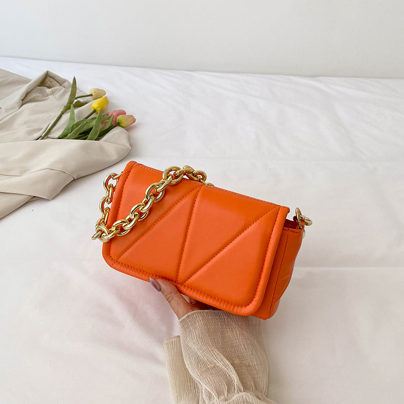 Embroidery Thread Early Spring New Trendy Fashion Solid Color Casual Simple Texture Chain Single Shoulder Underarm Small Square Women s Bag ddmymarket