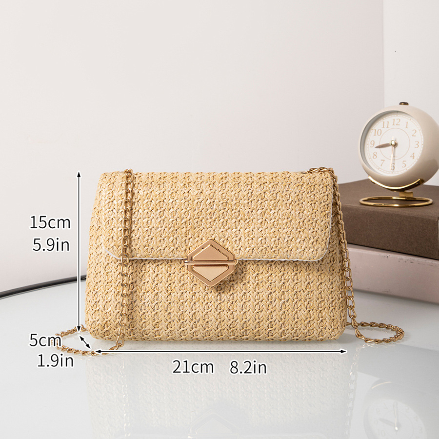 2025 Autumn New women s Shoulder Bag Straw Woven Women s Bag Diamond Lock Simple Chain Bag Autumn New Designer bag Bag New Fashion Trend Women s Cross