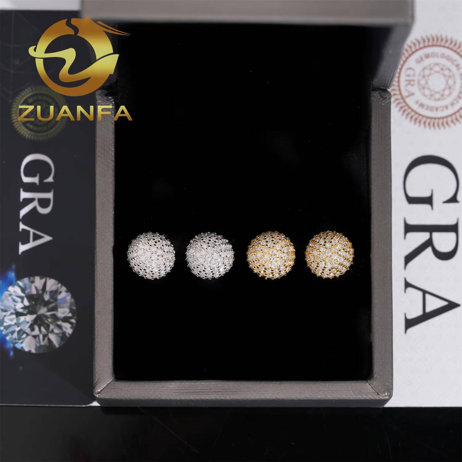 Wholesale VVS Half Ball Moissanite Earrings Screw Back Iced Out Stud Earrings 925 Silver Hip Hop Earrings Pass Diamond Tester