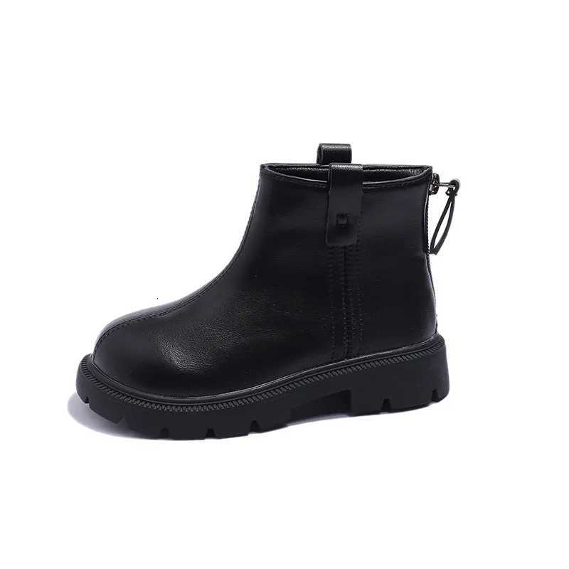 Autumn New 2023 Kids Vintage Leather Boots Girls Waterproof Non-Slip Solid Zipper Princess Ankle Boots Childrens Casual Shoes XJ250812