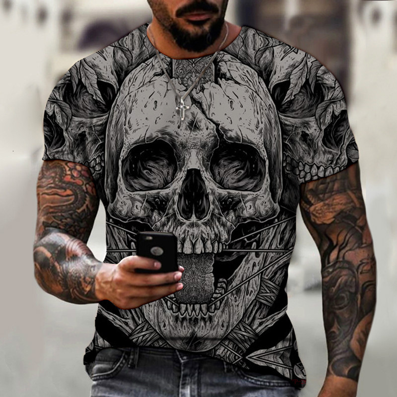 Horror Skull 3D Printed Men's T-Shirt Summer Fashion Hot Sale