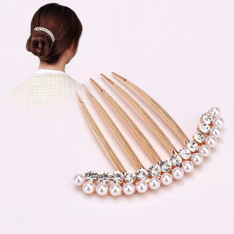 5 Teeth Hair Side Combs Pearl Crystal Hairpin Comb Wedding Bridal Claw Accessory 250804