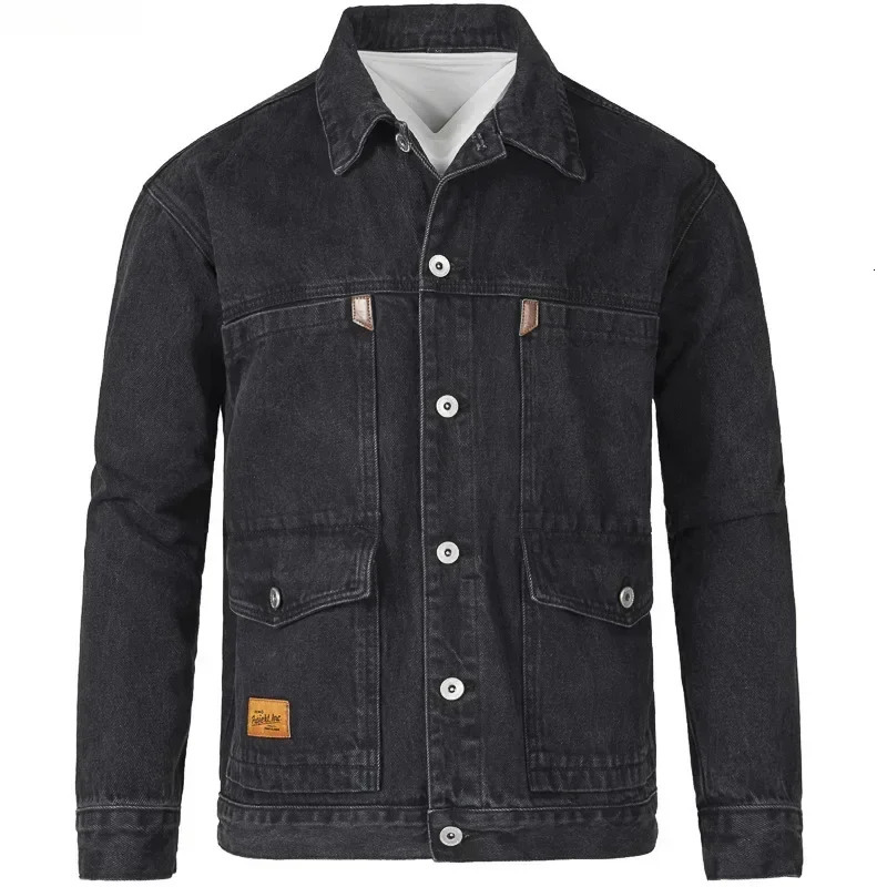 Spring Autumn Mens Denim Coats Multi-pocket Loose Single-breasted Cardigan Fashion Casual Cargo Jackets Men Jeans Jacket 250811