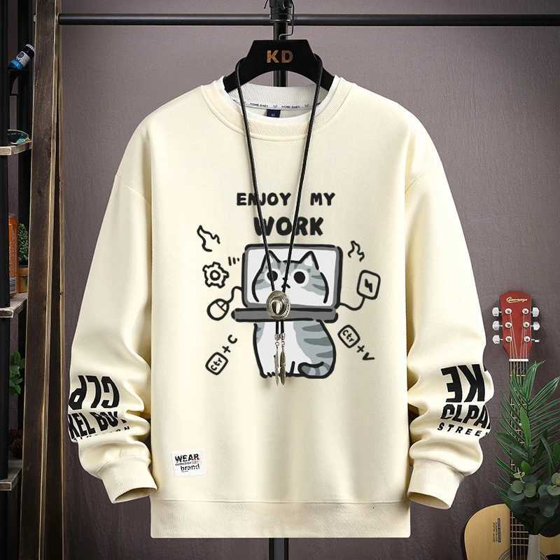 Man New in Hoodies Sweatshirts Cartoon Cat Graphics Mens Long Sleeve T-shirt Oversized S-5XL Pullover Youth Popular Clothes Y250811