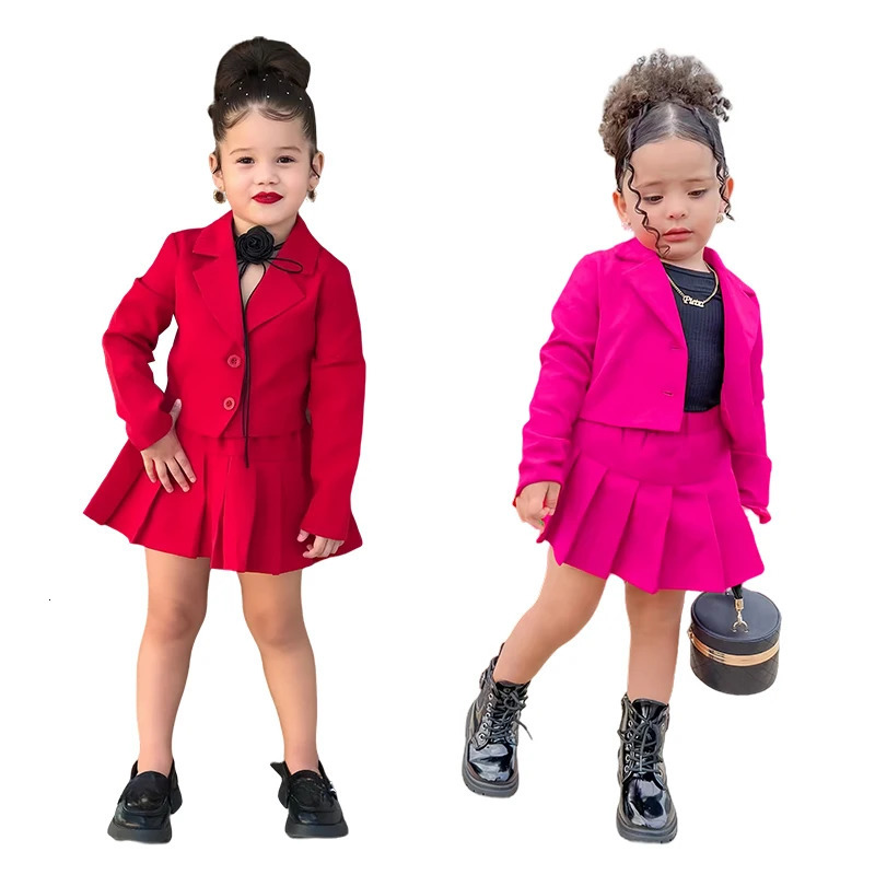 Childrens Clothing Long Sleeve Jacket Miniskirt Suit For Girls Autumn 2Pcs Sets For Kids Clothes Girls From 2 to 8 Years Old 250811