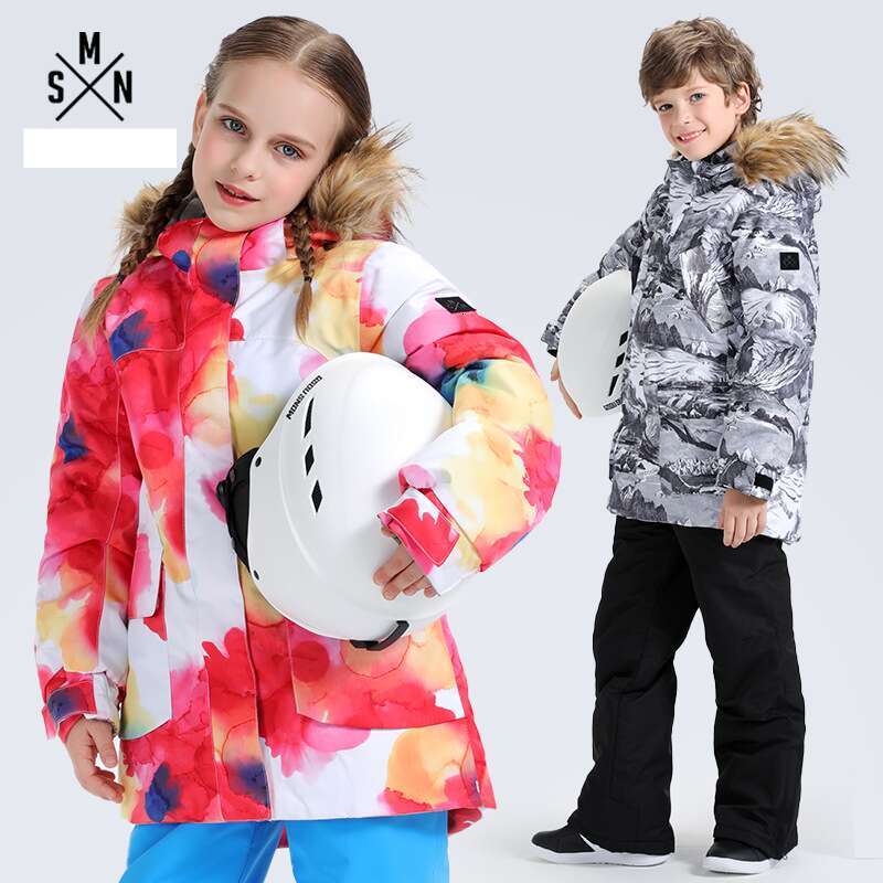 Children's ski wear windproof waterproof warm jacket for boys and girls outdoor travel breathable big children's snow suit