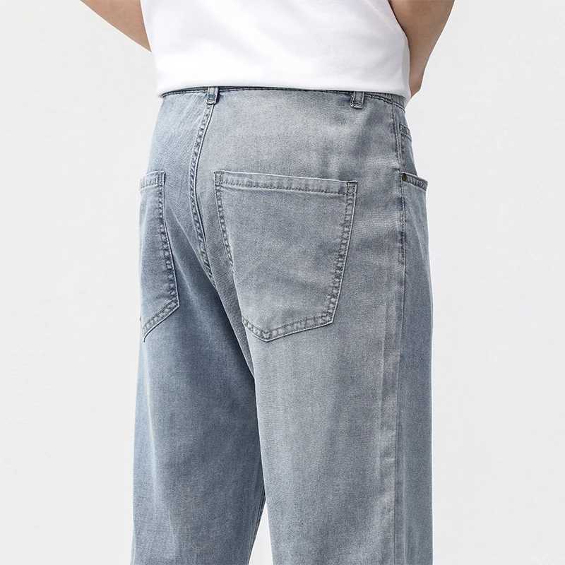 190cm Tall Man Jeans Lyocell Wide Leg Denim Pants Male Extra Long Length 115cm 120cm Summer Big Clothes Light Stretch Straight Fit X250812