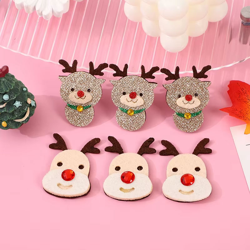 30Pcs Christmas Santa Claus Deer Head Hat Padded Applique For Hair Clip Accessories Hats Bag Decoration Patches
