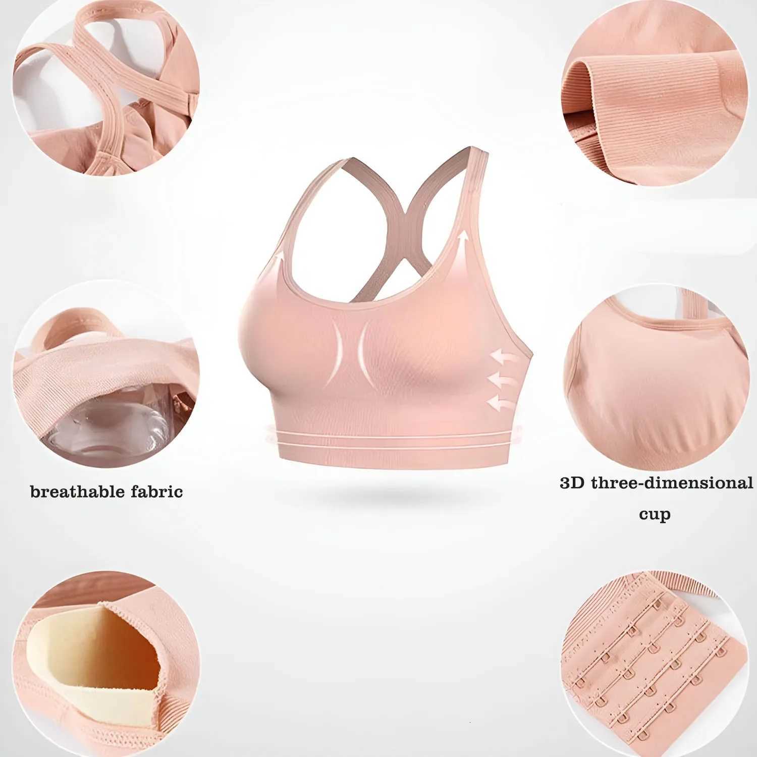 Large Size Non Steel Ring Shock-Absorbing Sports Bra for Women Cross Over Beauty and Adjustable Back Buckle Fitness Bra Z250812