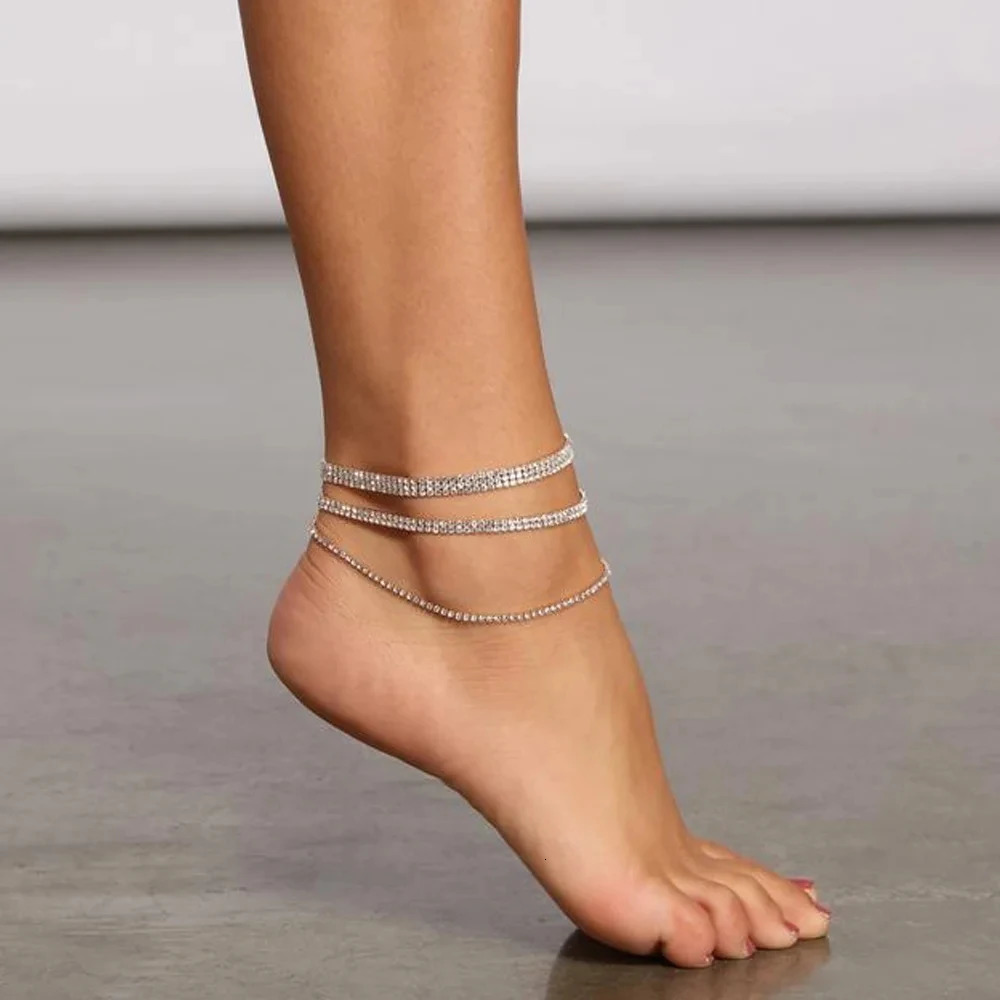 Stonefans Bling Layered Barefoot Anklet for Women Bracelets Jewelry Leg Rhinestone Foot Chain Summer Beach Jewelry Gifts Holiday 250812
