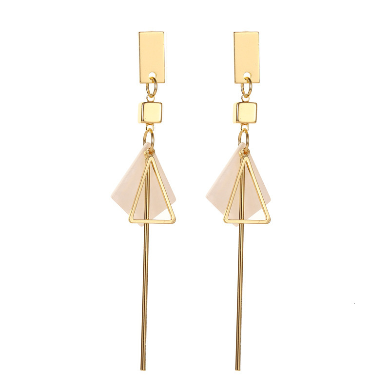 Korean Fashion Internet Celebrity Tassel Acetate Sheet Stud Cool Style Long Triangle Earrings