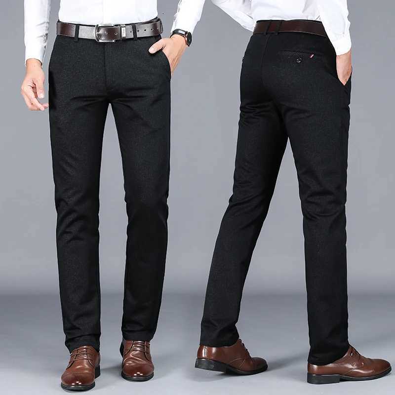 98% Cotton Mens Business Formal Office Trousers Classic Fashion Straight Stretch Casual Pants Solid Color Male W250812