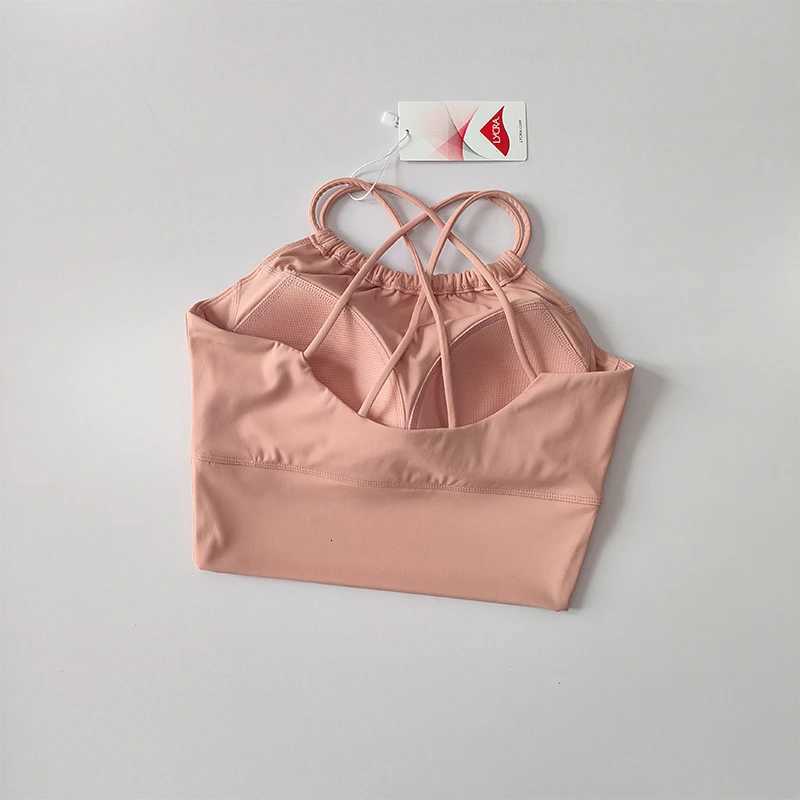 One-piece Fixed Shoulder Strap Back Without Steel Ring Sports Underwear Womens Shockproof Gathered Quick Dry Fitness Vest Z250812