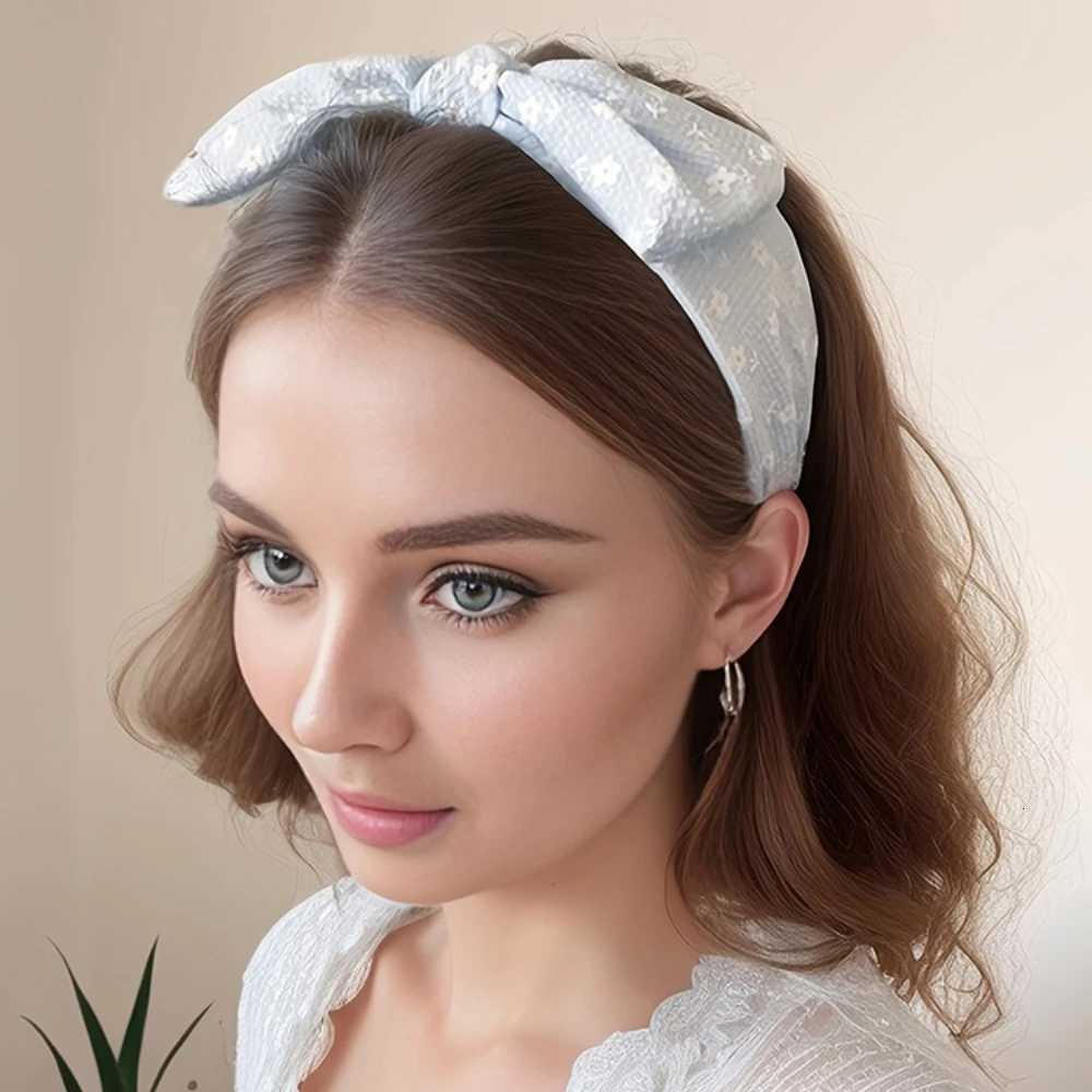 2025 New Hair Styling Accessories Small Flower Hairbands for Women Girls Soft Wide Hoops Big Bowknot Cross Band Summer Gift X250812