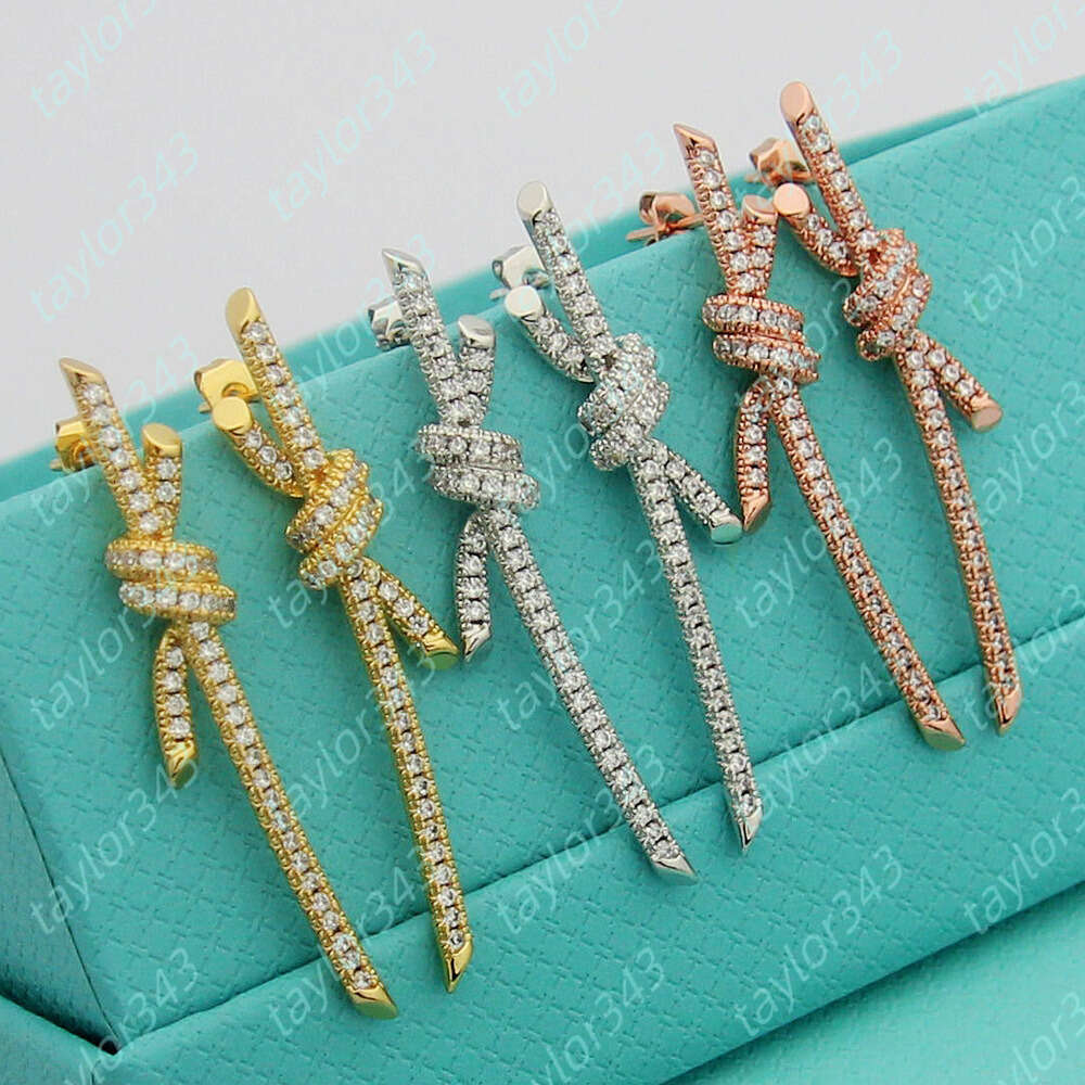 Earrings Designer For Women 925 T Letter Knot Diamond Earring Women's Stud Girls Jewelry
