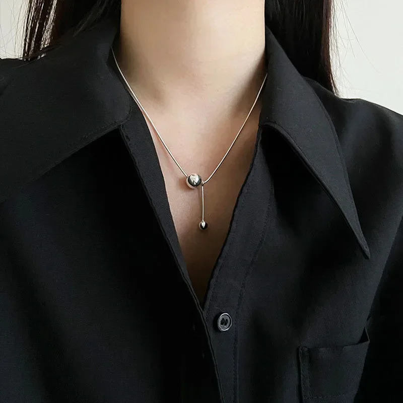 Womens Stainless Steel Choker Necklace Chain with Balls Elegant Gift for Men 250807