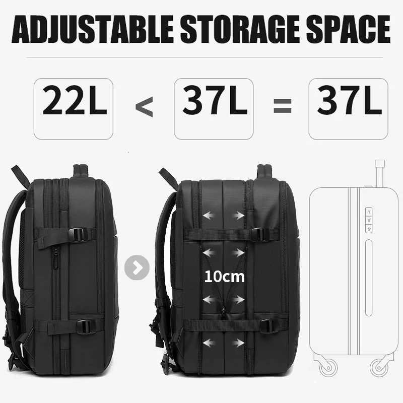 BANGE Travel Backpack Men Business Backpack School Expandable USB Bag Large Capacity 17.3 Laptop Waterproof Fashion Backpack W250812
