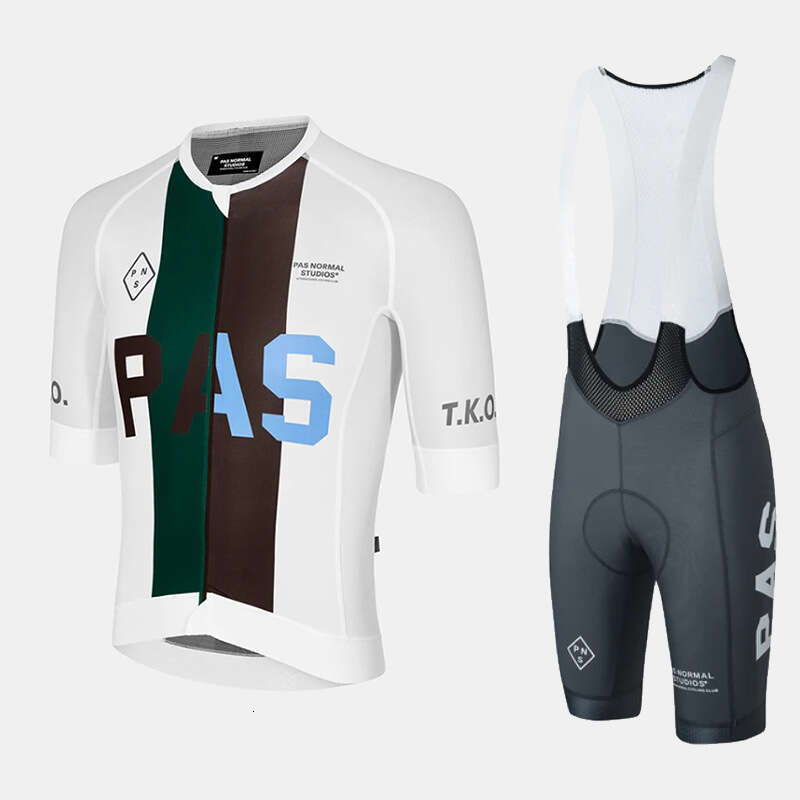 New PAS Cycling Jersey Short Sleeve Set Road Bike Simple Solid Color Comfortable Elastic Bib