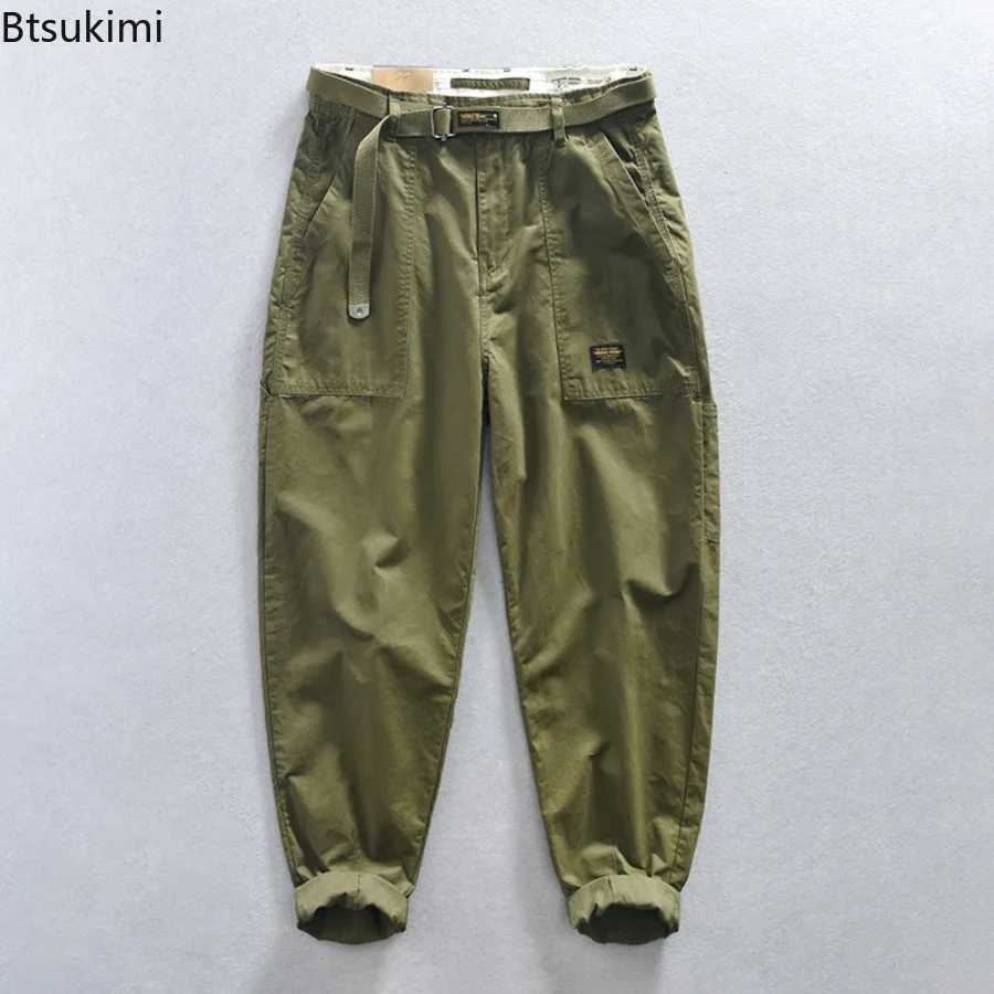 2025 Spring Autumn Mens 100% Cotton Cargo Pants Solid Casual Pants Fashion Big Pockets Baggy Trousers Harajuku Streetwear Men X250812