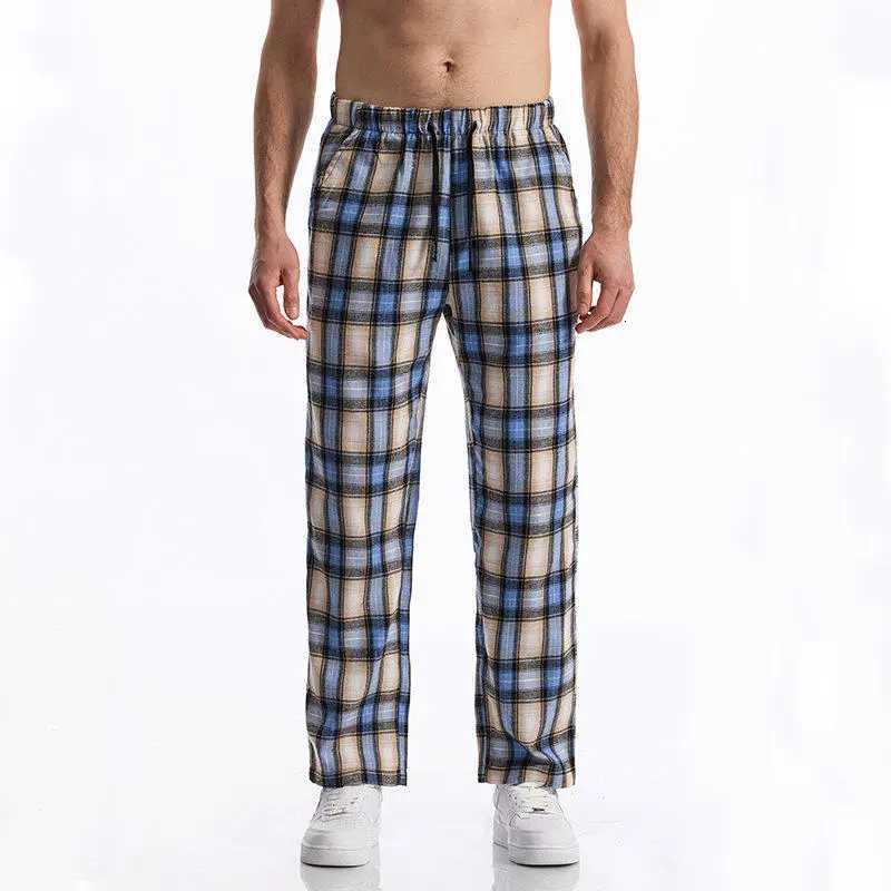 Youth Mens Daily Casual Checkered Striped Pants 2025 New Homme Elastic Waist Pulling Rope Trousers W250812
