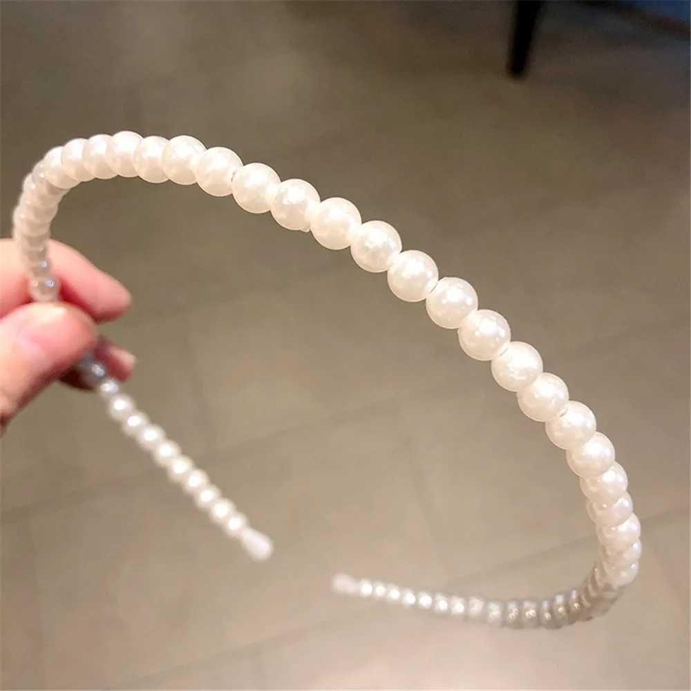 Fashion White Artificial Pearl Hair Hoop Fixed Hair Styling Elastic Hairbands for Girls Makeup Washing Face Band Wear X250812