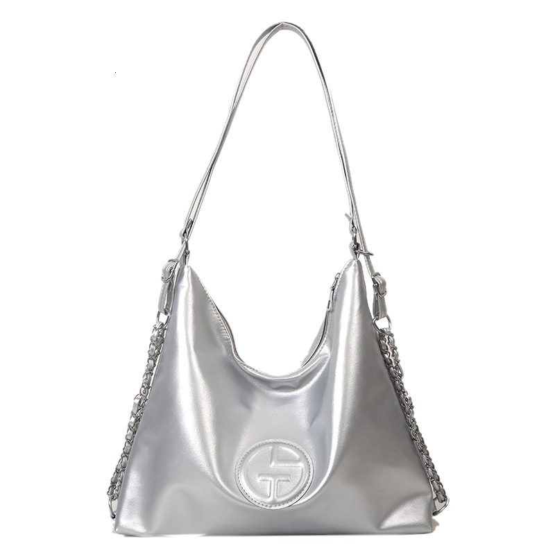 Solid Color Personality New Trend Simple Large Capacity Casual Chain Shoulder Tote Backpack Underarm Bag ddmymarket