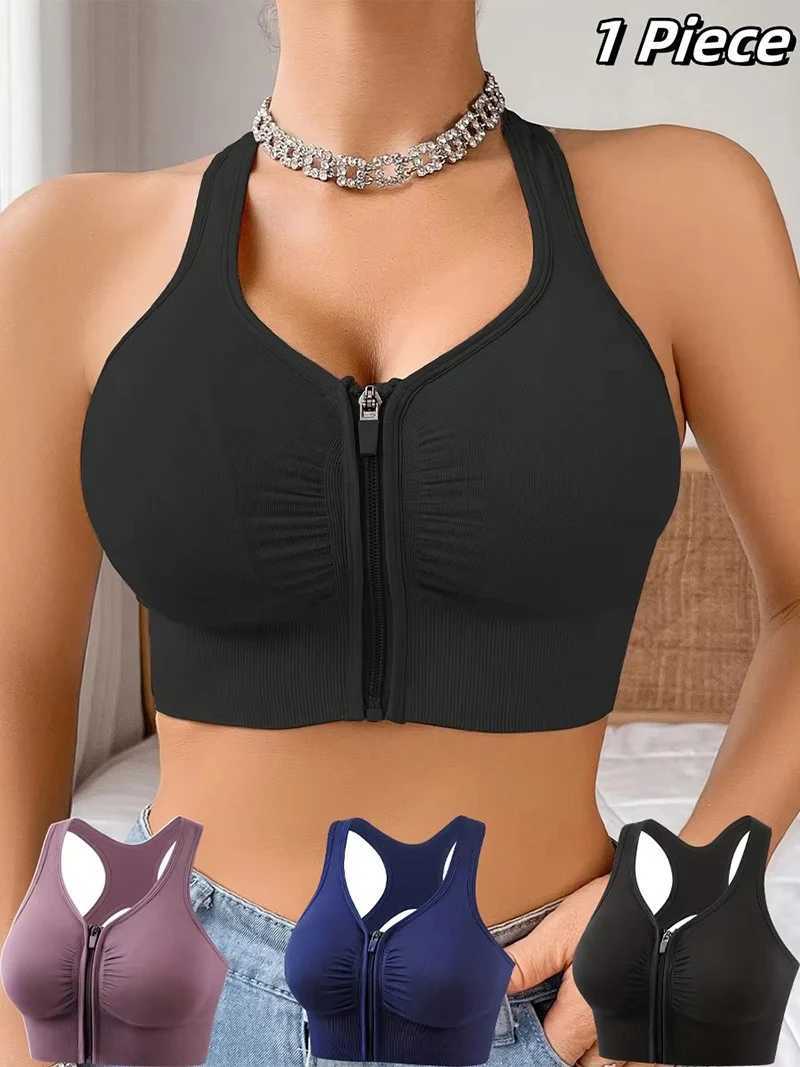 Czguke Womens Zipper Sports Bra Vest Plus Size Shock Resistant Bra Womens Running Fitness Bra Womens Underwear Z250812