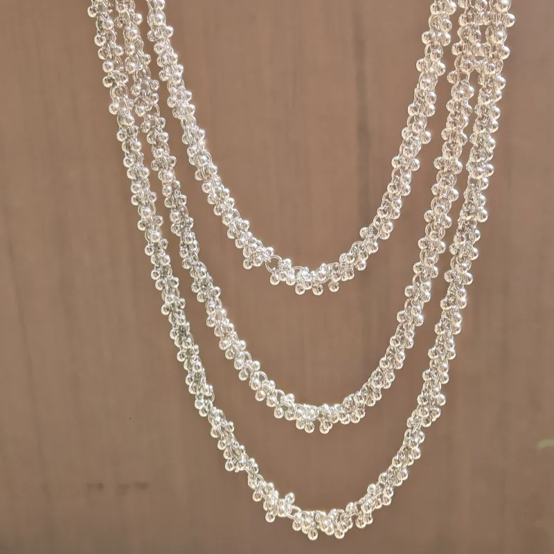 Minimalism Bead Flower Three Tier Silvery Pants Chain Mens And Womens Styles Retro Key Chain Gothic y2k Accessories 250811