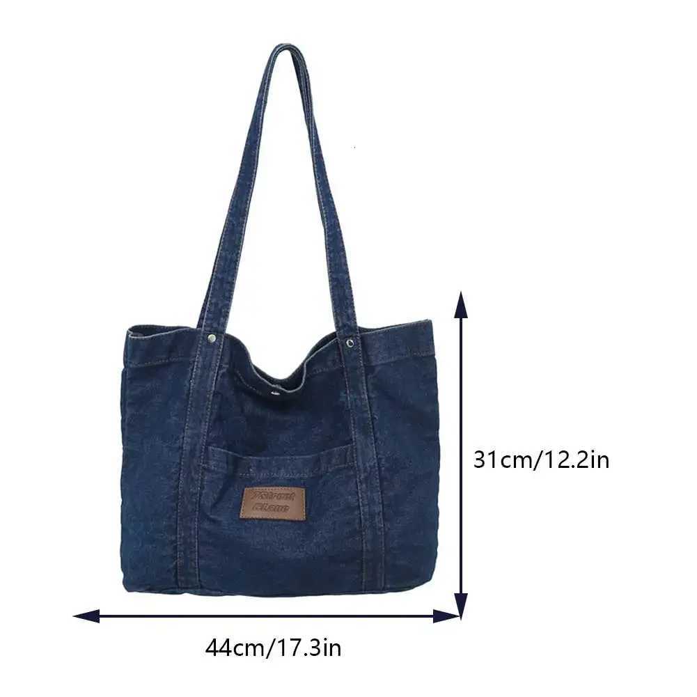 2023 Vintage Denim Underarm Bag Large Capacity Women Commute Bag Students Hot Shoulder Tote Bag Fashion Handbag Solid Clutch Bag Z250812