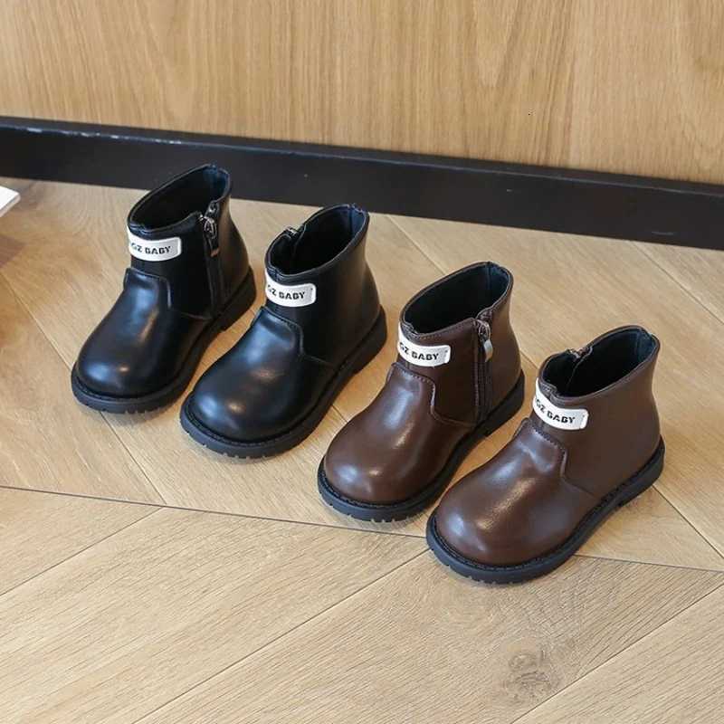 2025 Autumn Winter New Children Leather Shoes for Girls Fashion British Style Soft Bottom Anti-slippery Versatile Short Boots XJ250812
