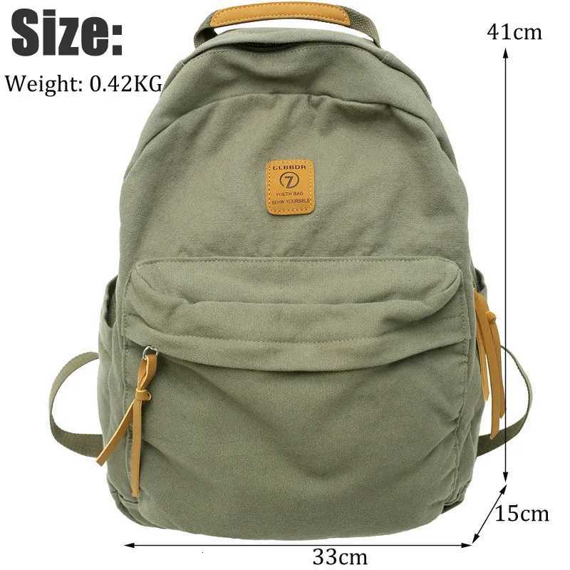 New Casual Cool Canvas Green Laptop Student Bag Trendy Women Men College Bag Female Backpack Male Lady Travel Backpacks Y250811