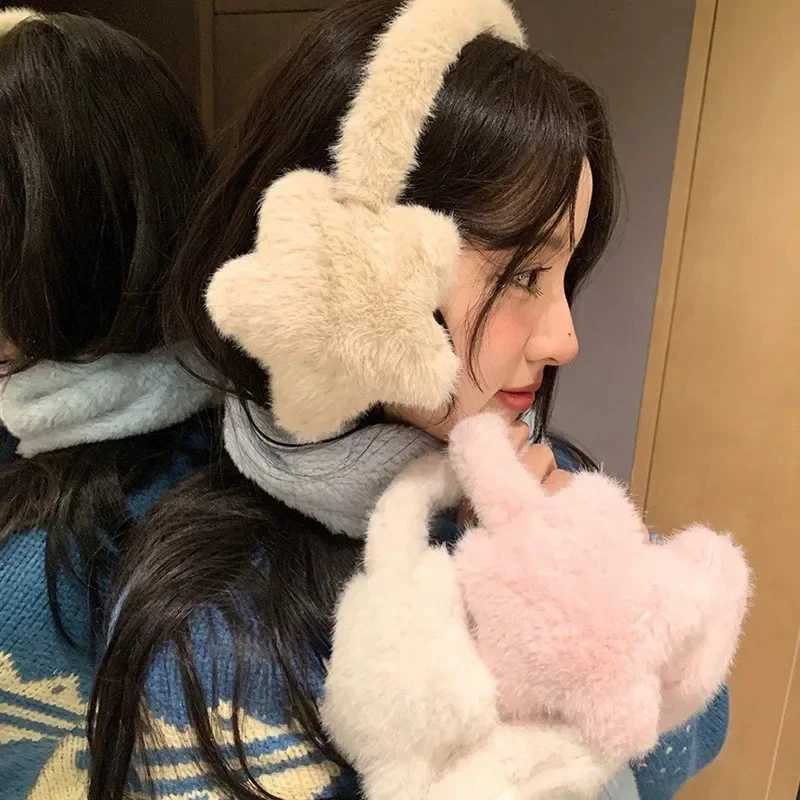 Winter Earmuffs Woman Ear Cover Y2K Star Plush Anti Cold Womens Warm Solid Color Plush Earrings Cycling Muffs Headphones Warmer XJ250812