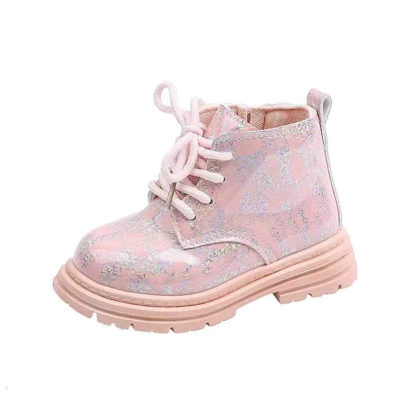 New Kids Boots Winter Children PU Leather Shoes Baby Girls Fashion Flat Boots Lightweight Waterproof Single Boots XJ250812
