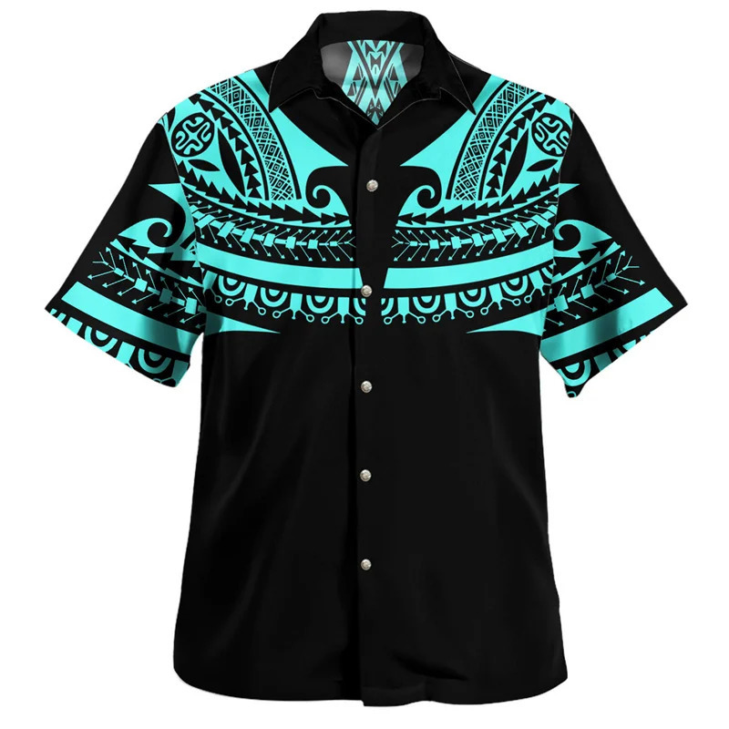 Summer Vintage 3D Polynesian Islands Printed Shirts Coat Of Arm Graphic Short Men Fashion Cool Clothes Top 250804