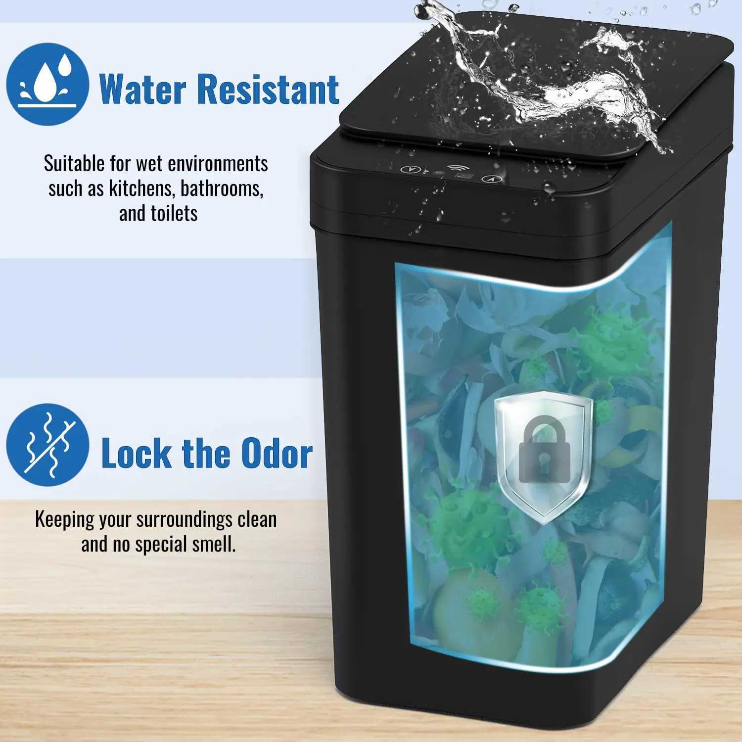 12L Automatic Motion Sensor Touchless Waterproof Trash Can with Lid Smart Electric Trash Can for Kitchen Y250812