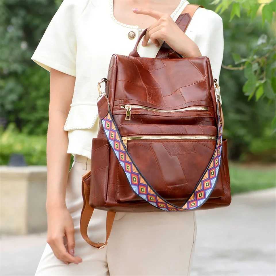 New Women Backpack High Quality Leather Backpack Multi-function Shoulder Bags School Bags for Teenager Bagpack Mochila Y250811