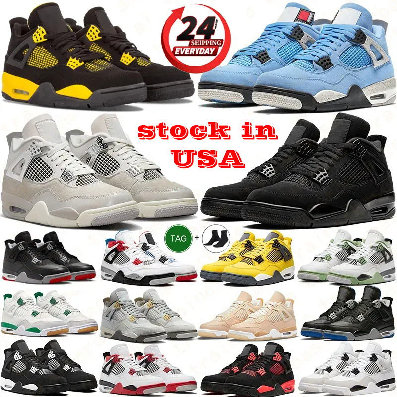 Designer shoes 4s basketball shoes 4 for men women j4 sneakers Military Black Cat Pine Green White Oreo Red Thunder Seafoam Navy Olive Sail Mens Trainers Sports